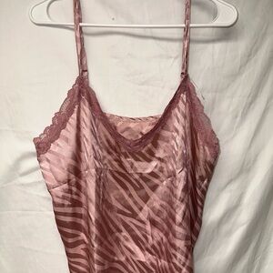 Rachel Zoe Zebra Print Satin Chemise with Lace